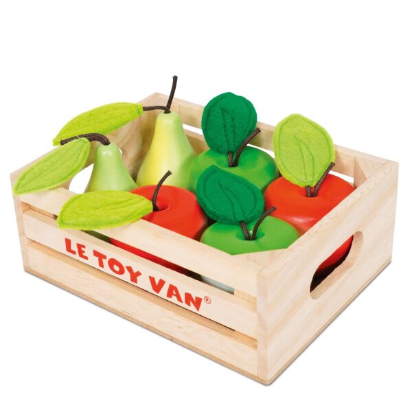 Obstkiste mit Äpfeln und Birnen