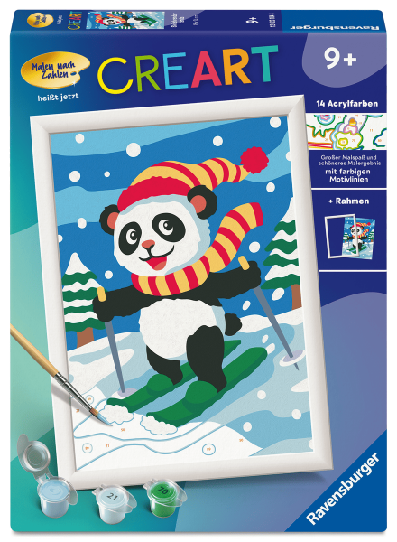 Malen nach Zahlen Skifahrender Panda