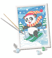 Malen nach Zahlen Skifahrender Panda
