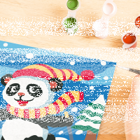 Malen nach Zahlen Skifahrender Panda