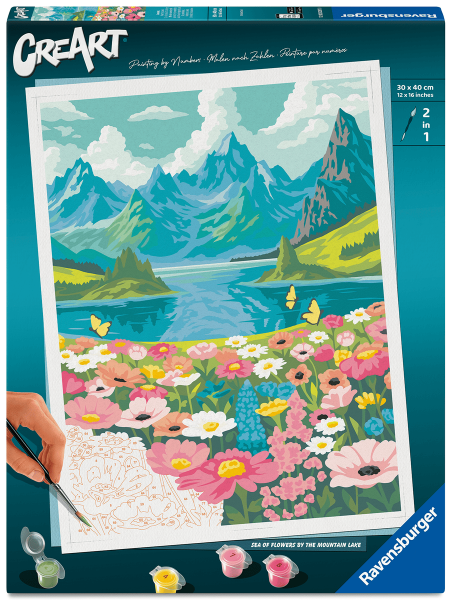 Malen nach Zahlen Blumenmeer am Bergsee